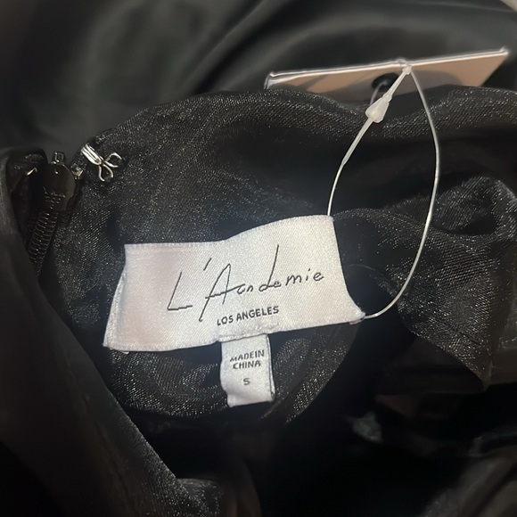 Revolve L'Academie Ames Mini Dress in Black Size Small NWT LBD Satin Read Note - Picture 6 of 8